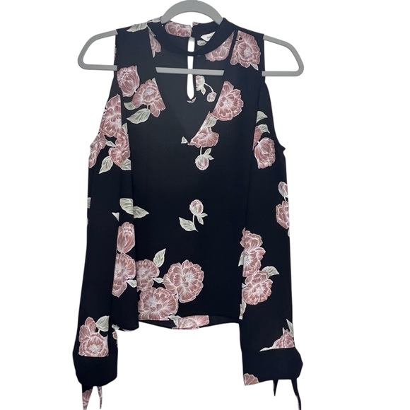 Cupcakes & Cashmere Jon Cold Shoulder Floral Print Tie Sleeve Blouse Girly Date - Picture 4 of 7
